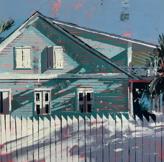 Chasity's House in Turquoise, 18"x18"