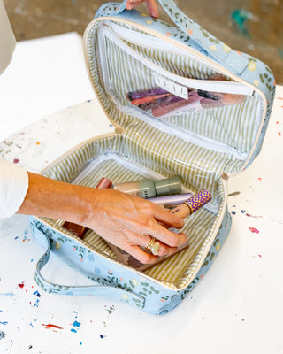 Cosmetic Bag, "Floating Vine, Dusk Blue"