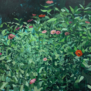 Laura Lea's Zinnias, 18"x18"