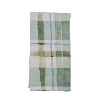 "Painterly Plaid, Meadow Green" Napkins, Set of 4