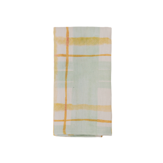 "Painterly Plaid, Mint" Napkins, Set of 4