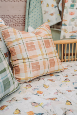'Painterly Plaid, Apricot' Pillow
