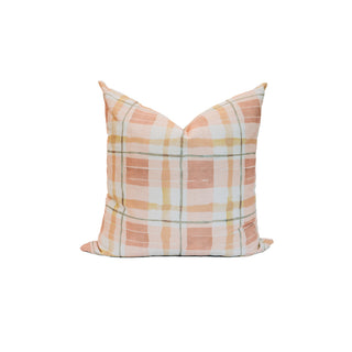 'Painterly Plaid, Apricot' Pillow