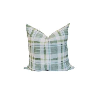 'Painterly Plaid, Meadow Green' Pillow