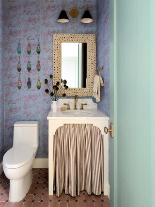 'Floral Palms, Indigo' Grasscloth Wallpaper