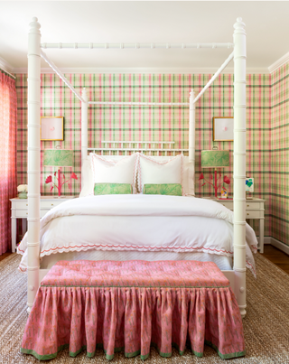 'Plaid, Cotton Candy' Grasscloth Wallpaper