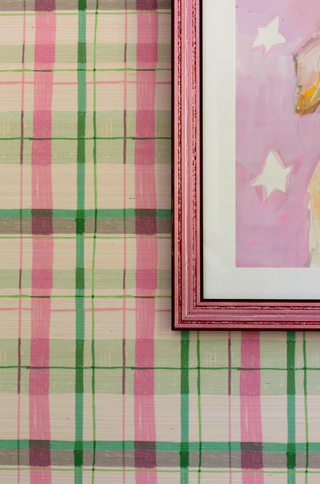 'Plaid, Cotton Candy' Grasscloth Wallpaper