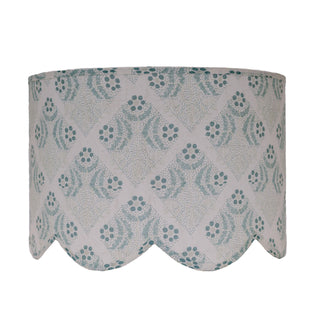 *New* "Squiggle Bloom, Aqua" Scalloped Lampshade