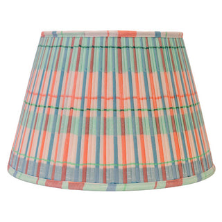 "Plaid, Coral" Pleated Lampshade