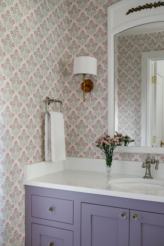 'Squiggle Bloom, Cranberry' Wallpaper